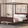 Queen Size Canopy Platform Bed With Headboard And Footboard, Slat Support Leg - Espresso - Image 10