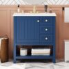 Transitional Style Bathroom Vanity Cabinet Combo With Ceramic Sink - Blue - Image 25