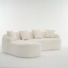Compression Sofa: Combining Chaise Longue With 3 Seater, Wood Grain Chenille Fabric, Full Sponge Compression Sofa, Combined Sofa With 4 Pillows For Living / Home Furniture / Apartment - White - Image 40