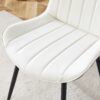 Modern Minimalist Dining Chair Set Extended Seat Cushion, Leather, Metal Legs, 4 Pieces - White / Dark Gray - Image 10