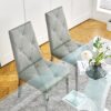 Modern Light Luxury Dining Chair With Electroplated Chair Legs (Set of 2) - Gray - Image 6
