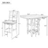 5 Piece Wooden Counter Height Dining Set With Padded Chairs, Storage Shelving - Gray - Image 2
