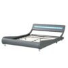 Queen Size Upholstered Platform Bed Frame With LED Lighting, Curve Design, Wood Slat Support, No Box Spring Needed - Gray - Image 9