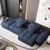 Modern Oversized Modular Sectional Sofa With Ottoman, Seat, Chaise Lounge And Armrest, Sparkling Chenille Fabric Soft Cushion Sofa With 4 Pillows, 4 Pieces Diy Combination Tufted Sofa, No Assembly Required - Blue - Image 7