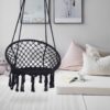 Macrame Hanging Hammock Chair, Cotton Rope Swing For Indoor And Outdoor Use, 330 Lbs Capacity - Black - Image 5