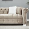 Reversible Sectional Sofa 4 Seater Oversized Convertible L Shaped Couch Velvet Sofa Couch - Light Camel - Image 5
