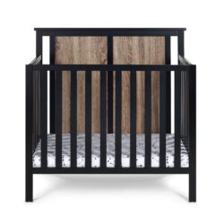 Connelly - Mini Crib With Mattress Pad - Black / Vintage Walnut