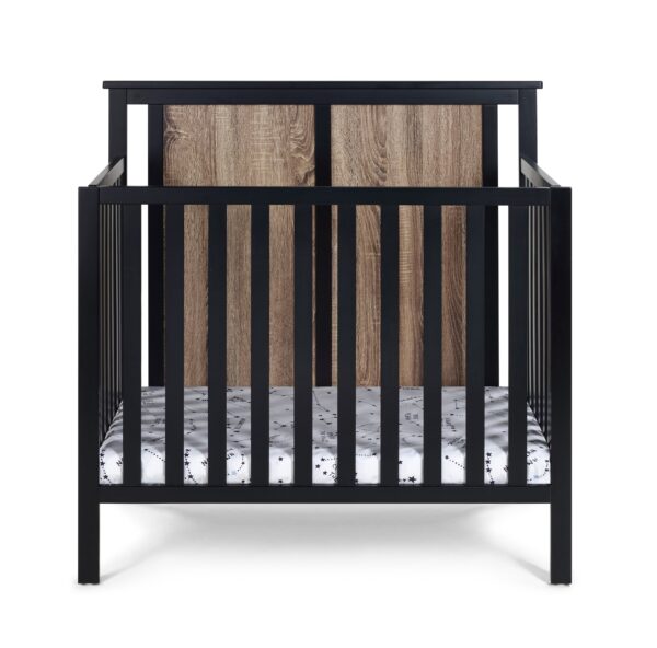 Connelly - Mini Crib With Mattress Pad - Black / Vintage Walnut