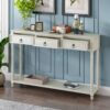 Console Table Sofa Table With Drawers For Entryway With Projecting Drawers And Long Shelf - Antique White - Image 4