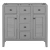 Bathroom Vanity Without Sink, Cabinet Base Only, Two Cabinets And Five Drawers, Solid Wood Frame - Gray - Image 8