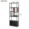 Industrial Tall Black Bar Wine Rack Cabinet With Glass Holder Wood Home Bar Cabinet - Walnut / Black - Image 4