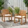 Della - Wood Armchair (Set of 2) Outdoor Dining Chairs - Cream - Image 2