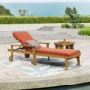Jason - Chaise Lounge Acacia Wood Adjustable Outdoor Chair - Orange - Image 5