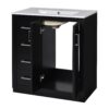 Bathroom Vanity With Ceramic Sink Combo, Frame Bathroom Storage Cabinet, Freestanding Vanity Set With 3 Drawers & Soft Closing Doors - Black - Image 11