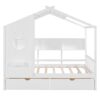 Full Size House Bed With 2 Drawers, Kids Bed With Storage Shelf - White - Image 3
