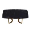 70.87" Modern Artificial Stone Black Curved Metal Leg Dining Table, Can Accommodate 6-8 People - Black / Gold - Image 4