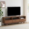 Modern Scandi 3 Door Low Profile TV Stand For TVs Up To 80" - Mocha - Image 5