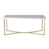 Modern Glam Metal And Faux Marble Coffee Table - White / Gold - Image 2