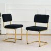 Modern Simple Light Luxury Dining Chair With Metal Legs, Teddy Material, (Set of 2) - Black - Image 5