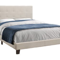 Queen Size Bed Upholstered Transitional - Beige