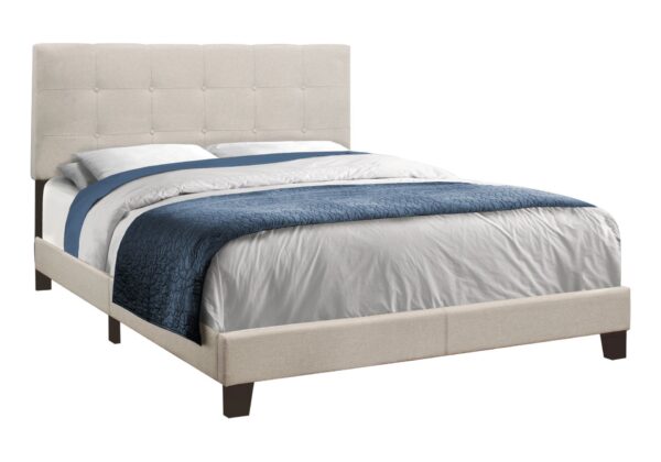 Queen Size Bed Upholstered Transitional - Beige