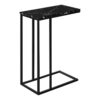 Accent Table, C - Shaped, Marble Look Modern Design - Black - Image 2