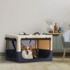 Dog Crates For Dogs, Adjustable Cover By Spiral Iron Pipe, Strengthen Sewing Dog Travel Crate, 3 Door Design - White / Blue - Image 5