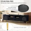 Retro TV Stand, Entertainment Center Media Console Cabinet With 6 Metal Legs, 2 Cabinets, 4 Drawers And Anti-Tip Device For Living Room, Up To 85" - Black - Image 6