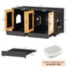 Double Litter Box Enclosure, Cat Litter Box Enclosure For 2 Cats, Hidden Litter Box Furniture With Rattan Doors - Black - Image 7