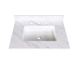 Elegant Bathroom Vanity Top With Undermount Sink - White Sintered Stone
