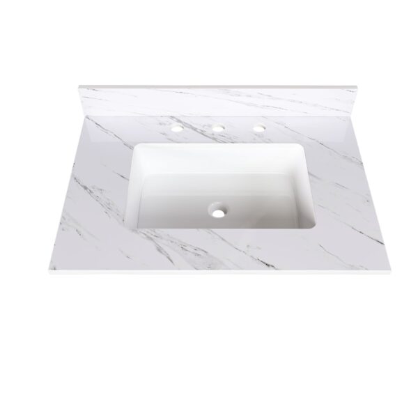 Elegant Bathroom Vanity Top With Undermount Sink - White Sintered Stone