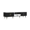 Modern TV Stand With 2 Cabinets & Open Compartments, Entertainment Center For Tvs Up To 80'', Television Console For Living Room - White / Black - Image 12