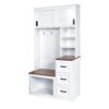 Modern Entryway Bench With Coat Rack, 3 Shelves And Drawers, 3 Sturdy Hooks, Wide Hall Tree With Storage Bench For Hallway - White - Image 9