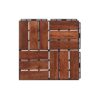 Acacia Wood Interlocking Deck Tiles Checker Pattern, 30 Piece Square Acacia Hardwood Outdoor Flooring For Patio, Bancony, Pool Side - Brown - Image 48