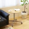 Movable Adjustable Coffee Table 360 Swivel Counter Bar Height Aluminum Star Base Movable For End Table Dining Room Home Kitchen Table - Natural Wood - Image 2
