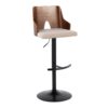 Ariana - Mid-Century Modern Adjustable Barstool Stool With Swivel With Rounded T Footrest (Set of 2) - Black / Walnut / Beige - Image 2