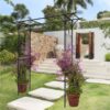 Metal Garden Arch Climbing Plants Support Rose Arch Outdoor - Black - Image 8