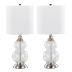 Belle - Contemporary Clear Wrinkle Lamp (Set of 2) - Nickel / White