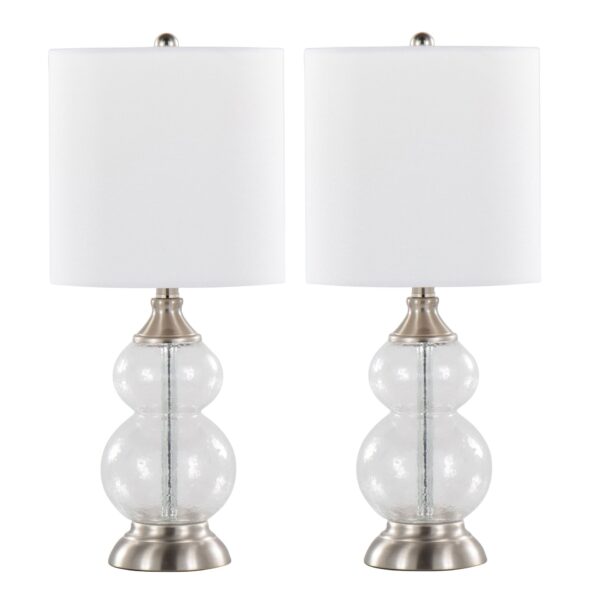 Belle - Contemporary Clear Wrinkle Lamp (Set of 2) - Nickel / White