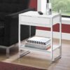 Accent Side Table, Storage Drawer, Glossy Modern - White - Image 5