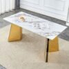 Dining Table, Paired With Electroplated Golden Butterfly Table Legs - Gold / White - Image 2