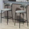 Counter Height Bar Stools Teddy Fabric Cover Kitchen Island Counter Bar Stool With Black Powder Coating Base And Footrest - Gray - Image 8