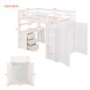 Twin Size Loft Bed With Drawers, Desk, And Wardrobe - White - Image 17