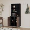 Accent Storage Cabinet With Doors, Bar Cabinet Buffet Cabinet With Storage For Living Room, Hallway, Kitchen - Brown / Light Gray - Image 3
