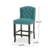 Solara - Fabric Tufted Counter Stool With Nailhead Accents (Set of 2) - Teal - Image 3