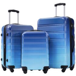 Hardshell Luggage Sets 3 Piece Gradient Color Expandable Suitcase With Spinner Wheels And Tsa Lock Lightweight 20" 24" 28" Available - Blue / Light Blue