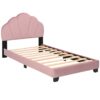 Upholstered Twin Size Platform Bed For Kids Wooden Bed Frame With Slatted Bed Base No Box Spring Needed Cute Bed Frame With Shell Design Headboard - Pink - Image 4