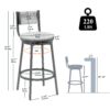 Bar Stools Swivel Counter Chairs With Metal Frame (Set of 2) Hand Woven Paper Rope Dining Barstools For Kitchen Counter - Creamy White - Image 6