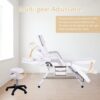 72.8" Massage Salon Tattoo Chair With Two Trays Esthetician Bed With Hydraulic Stool, Multi-Purpose 3-Section Facial Bed Table, Adjustable Beauty Barber Spa Beauty Equipment - White - Image 2