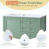 Bathroom Vanity With Undermount Sink, Free Standing Vanity Set With 2 Drawers & Soft Closing Doors, Bathroom Storage Cabinet With Feet - Green - Image 5